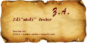 Zámbó Andor névjegykártya